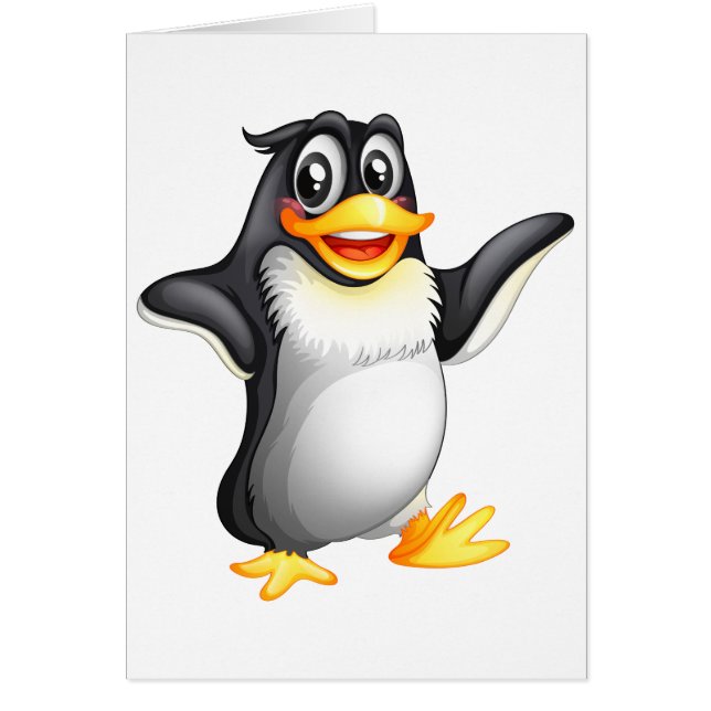 Cartão Um pinguim gordo de sorriso (Frente)