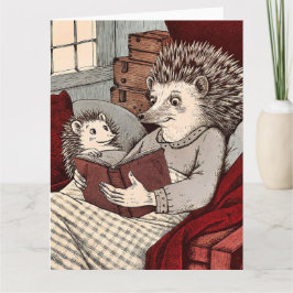 Cartão Um porco num cobrir lendo um livro