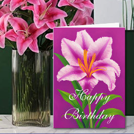Cartão Um Primavera cor-de-rosa Tiger Lily Aniversário