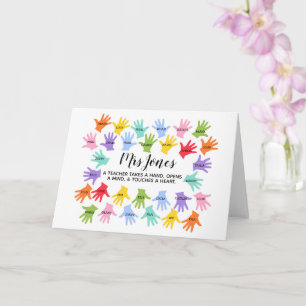 Cartão Um Professor toma uma mão, abre uma mente, e toca