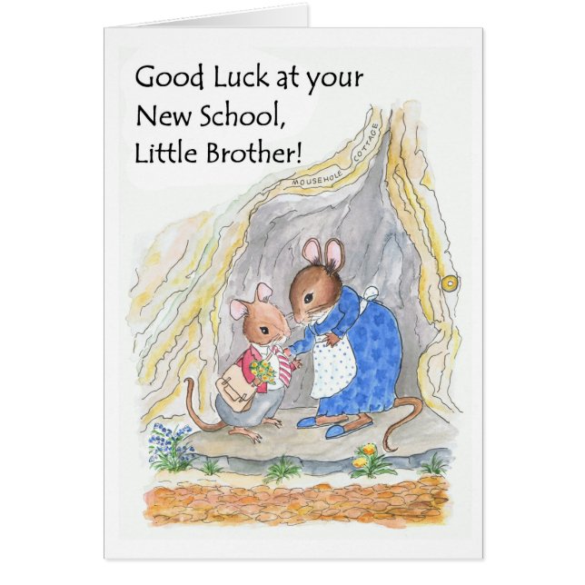 Cartão Um Rato Bonito, Boa Sorte, Novo Irmão Escolar (Frente)