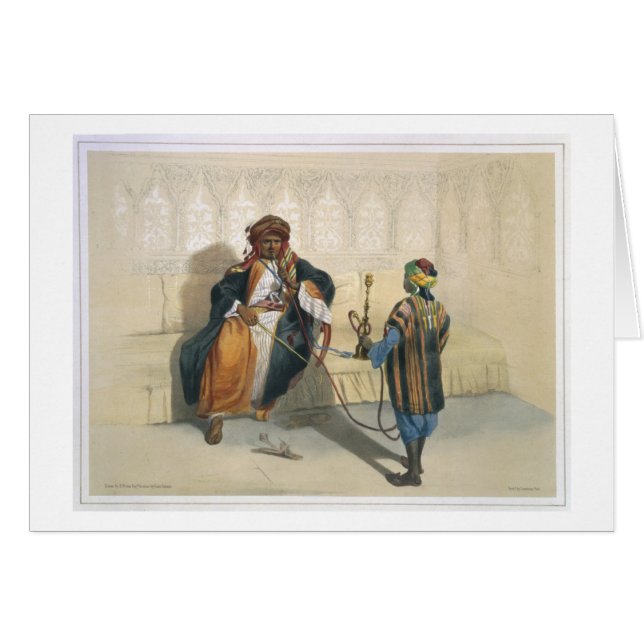 Cartão Um Sheikh árabe Smoking, ilustração 'do Val (Frente Horizontal)