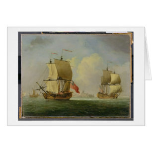 Cartão Um Sloop inglês e uma fragata em uma brisa clara