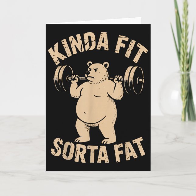 Cartão Um Tanto em Forma, Um Tanto Gordo - Urso Engraçado (Frente)