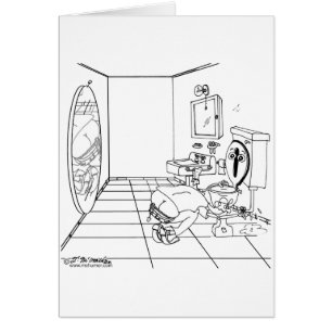 Cartão Um toalete embaraçado por uma rachadura do bumbum