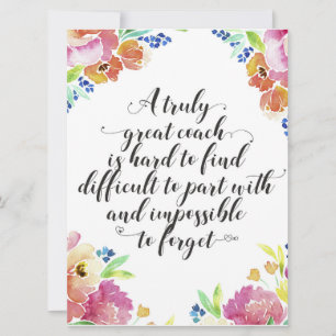 Cartão Um treinador verdadeiramente excelente citando o o