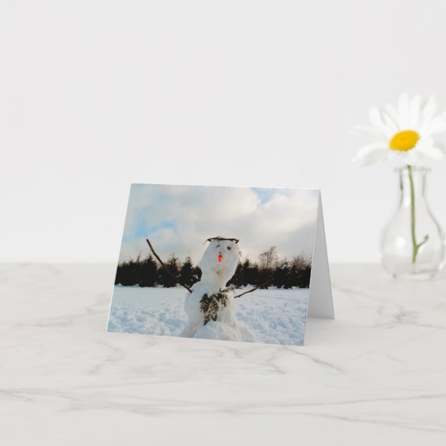 Cartão Um verdadeiro boneco de neve e uma foto festiva de (Planta pequena)