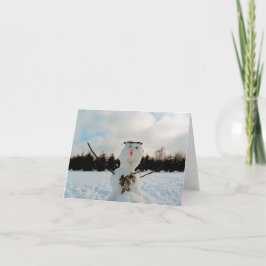 Cartão Um verdadeiro boneco de neve & uma foto de paisage