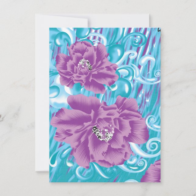 Cartão Um vibrante design de tecido com roxo e turq (Frente)