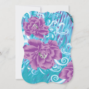 Cartão Um vibrante design de tecido com roxo e turquesa