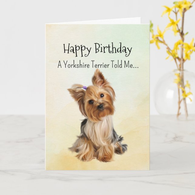 Cartão Um Yorkie personality Birthday (Flor Amarela)