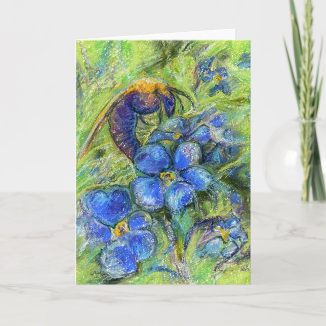 Cartão Uma abelha e não me esqueça das flores (Frente)