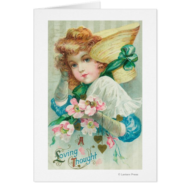Cartão Uma Adorável Maiden Pensada com Bonnet (Frente)