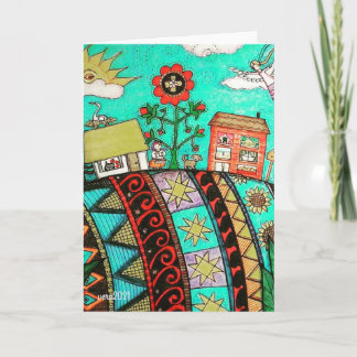 Cartão Uma Anjo de Aldeia em Arte Popular de Pysanka (Ovo