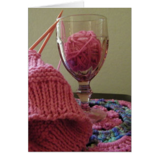 Cartão Uma bebida de Yarn Rosa