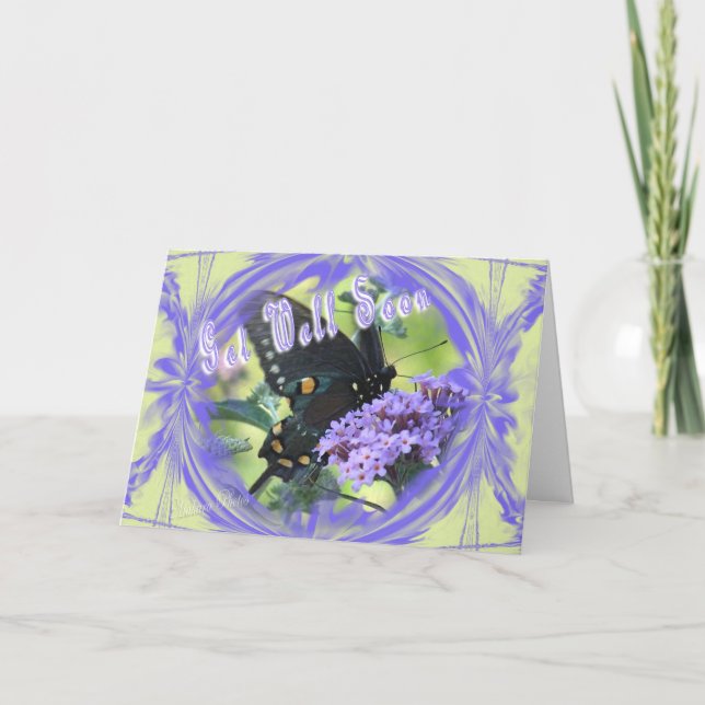 Cartão Uma borboleta GetwellWish pode mudar dentro palavr (Frente)