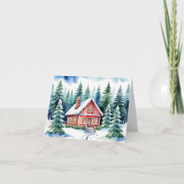 Cartão Uma Cabine Em Meio A Neve Pina Natal