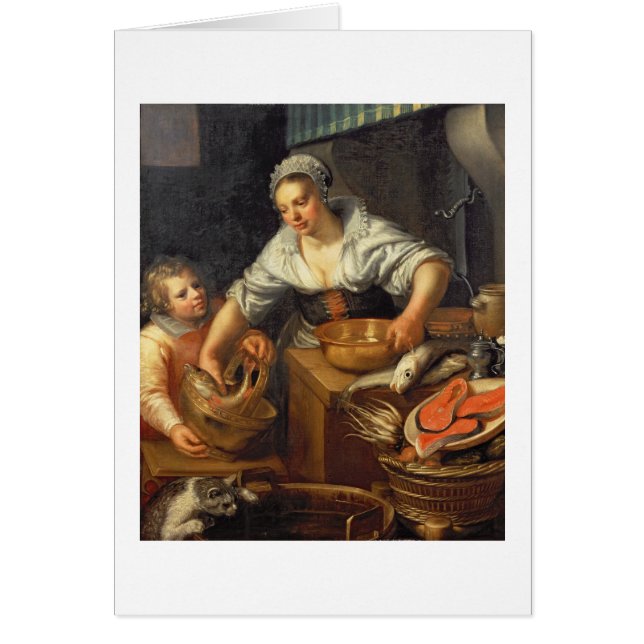 Cartão Uma cena da cozinha (Frente)