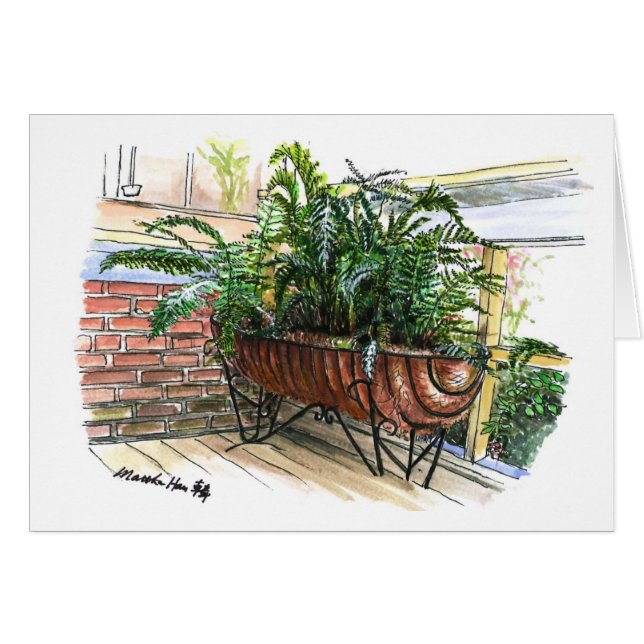 Cartão Uma cesta das samambaias (Frente Horizontal)