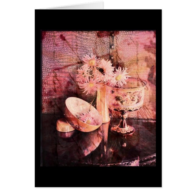 Cartão Uma Colagem Floral Rosa Beautela (Frente)