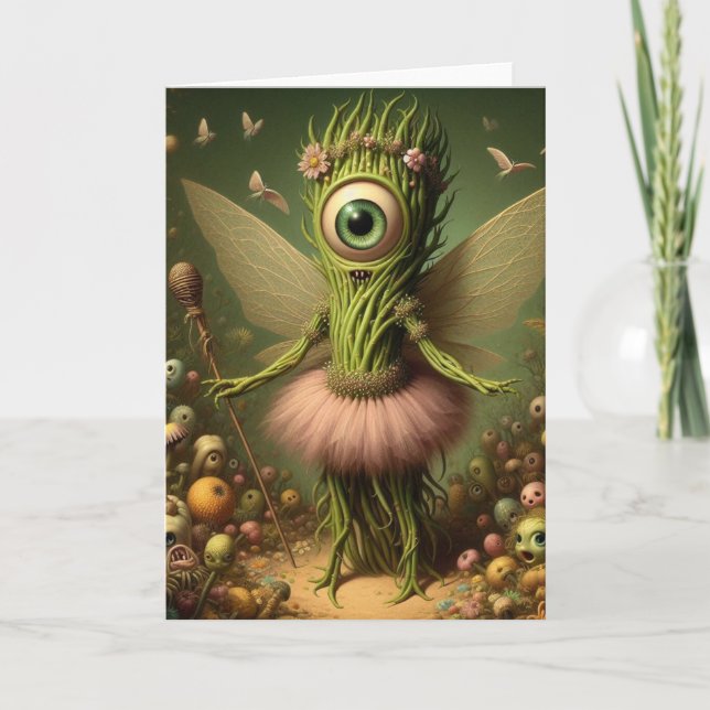 Cartão Uma fada de espargos de elite surreal (Frente)