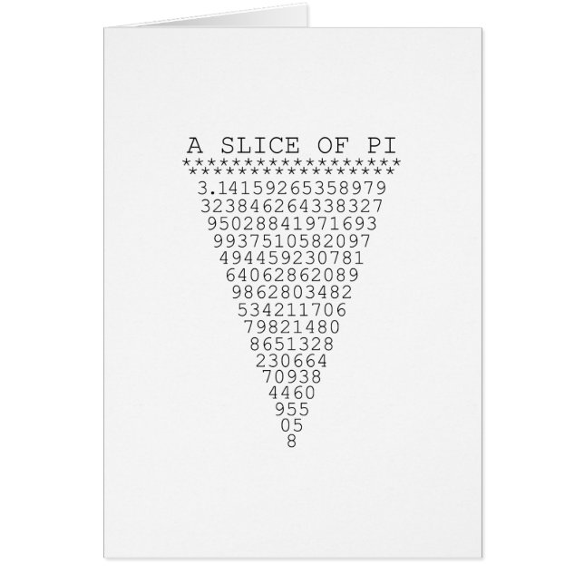 Cartão Uma fatia de números de pi (Frente)