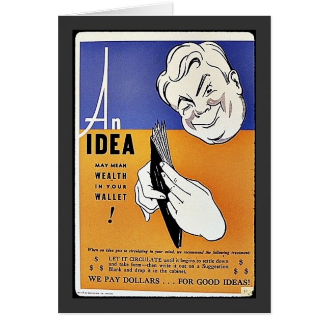 Cartão Uma ideia, riqueza em sua carteira (Frente)