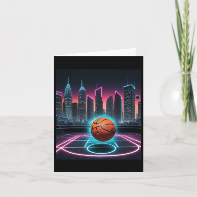 Cartão Uma imagem temática de basquete com uma vibrante e (Frente)