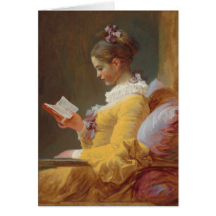 Cartão Uma jovem garota lendo, o leitor de J. Fragonard