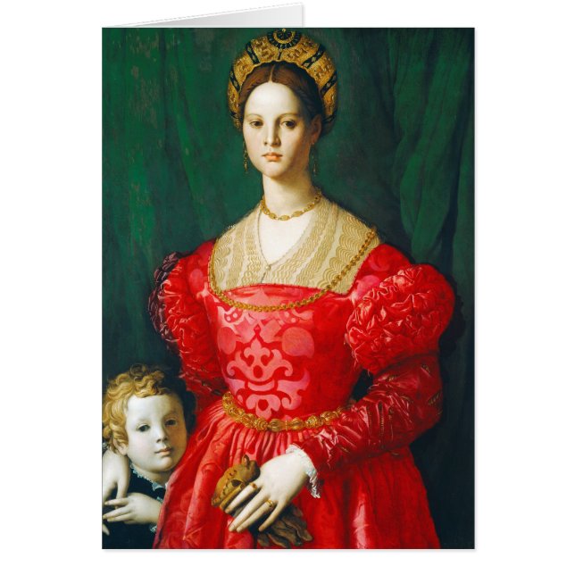 Cartão Uma jovem mulher e seu Little Boy, c.1540 (Frente)