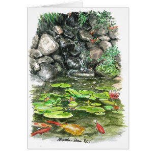 Cartão Uma lagoa com peixes