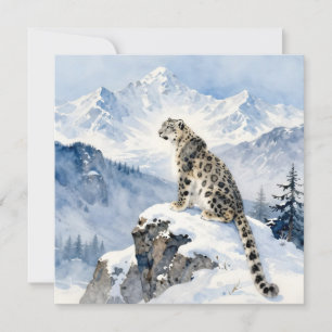 Cartão Uma Leopardo-da-Nevada no Pico Nevado