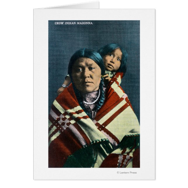 Cartão Uma Madonna Indiana Crow e Criança (Frente)