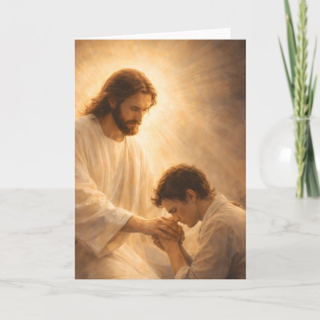 Cartão Uma Oração de Joelhos com Jesus (Frente)