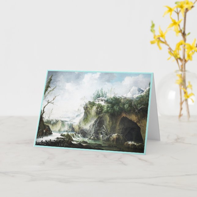 Cartão Uma paisagem fluvial no inverno, Francesco Foschi (Flor Amarela)