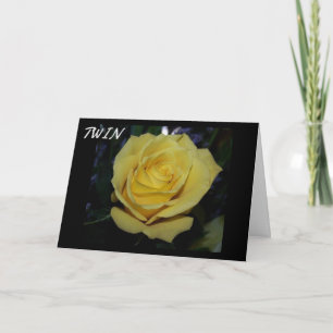 Cartão Uma rosa amarela "LINDa" para "meu gêmeo"