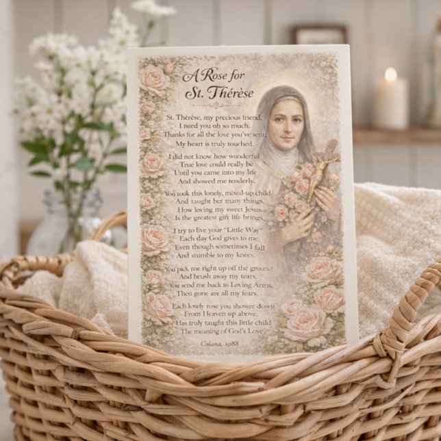 Cartão Uma Rosa para Nota Devocional de Santa Teresa (Criador carregado)