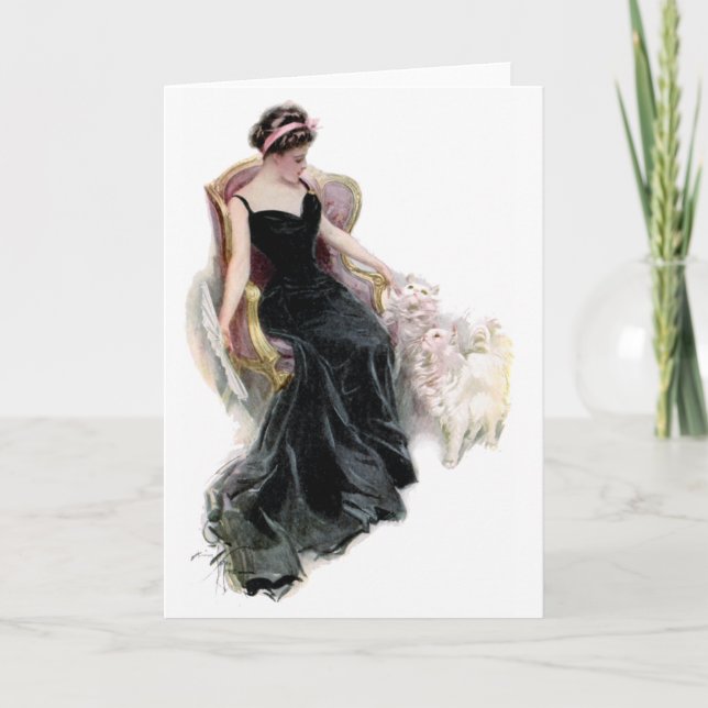 Cartão Uma Senhora e Seus Gatos (Frente)