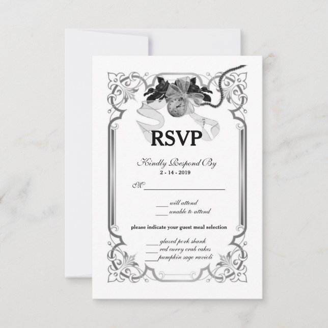 Cartão uma vez Wedding de RSVP (Frente)
