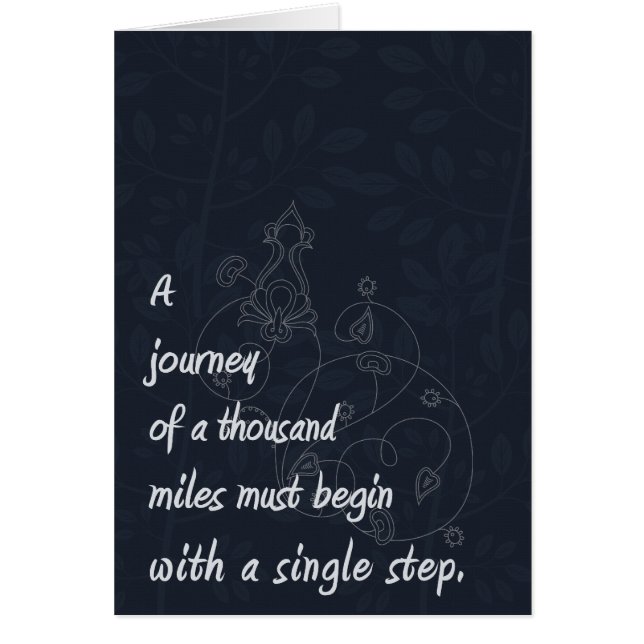 Cartão "Uma viagem…" Provérbio do zen (Frente)