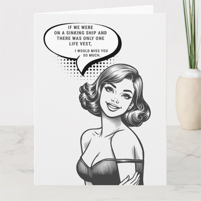 Cartão Uma Vida Coloca Engraçada Retro Saudação (Frente)