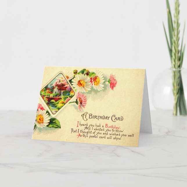 Cartão Uma Vintagem De Aniversário Atrasada De 1910 (Frente)