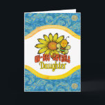Cartão Unbelievable Daughter Sunflowers and Bees<br><div class="desc">The world's most unbelievable Daughter sunflowers, bumble bees, and text gift ideas in pretty, bold, bright colors of orange, green, red, and yellow. Great birthday, holiday or special occasion gifts for daughters. Cute, sweet and whimsical, these fun feminine gifts will make her smile. Tags: "bright green red yellow orange", "colorful...</div>