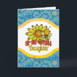 Cartão Unbelievable Daughter Sunflowers and Bees<br><div class="desc">The world's most unbelievable Daughter sunflowers, bumble bees, and text gift ideas in pretty, bold, bright colors of orange, green, red, and yellow. Great birthday, holiday or special occasion gifts for daughters. Cute, sweet and whimsical, these fun feminine gifts will make her smile. Tags: "bright green red yellow orange", "colorful...</div>