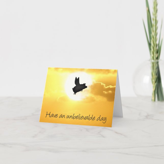 Cartão unbelievable day -flying pig notecard (Frente)