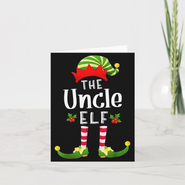 Cartão Uncle Christmas Elf Matching Pajama X-mas Party  (Frente)