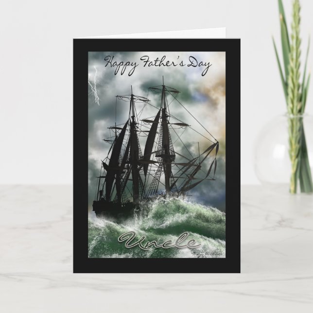 Cartão Uncle Father's Day Card With Ship On The Ocean (Frente)