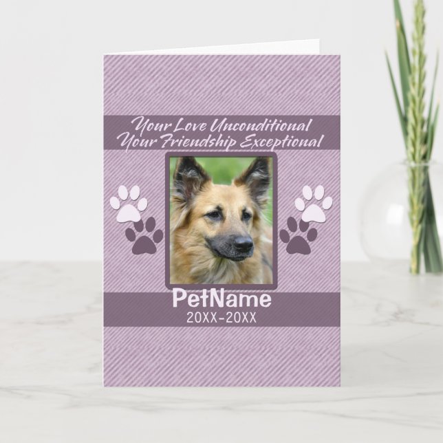 Cartão Unconditional Love Pet Sympathy Custom (Frente)