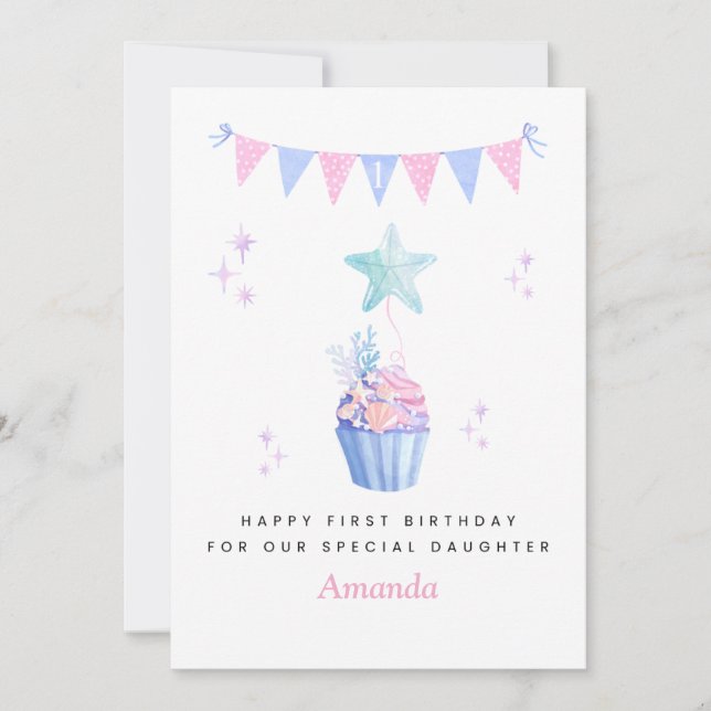 Cartão Underwater Sea Daughter 1st Birthday Card (Frente)