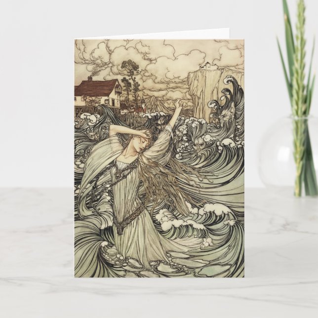 Cartão Undine por Arthur Rackham (Frente)